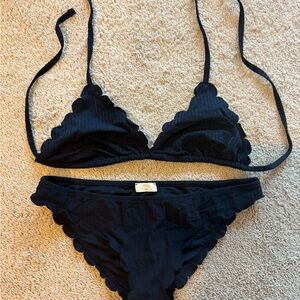 Sezane Black Scalloped Bikini